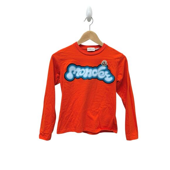 Moncler Orange Logo Long Sleeve T-Shirt Boys Size 10
